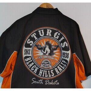 Sturgis Black Hills Biker Rally 2016 Button Down Shirt Mens 2XL  Club Shirt.